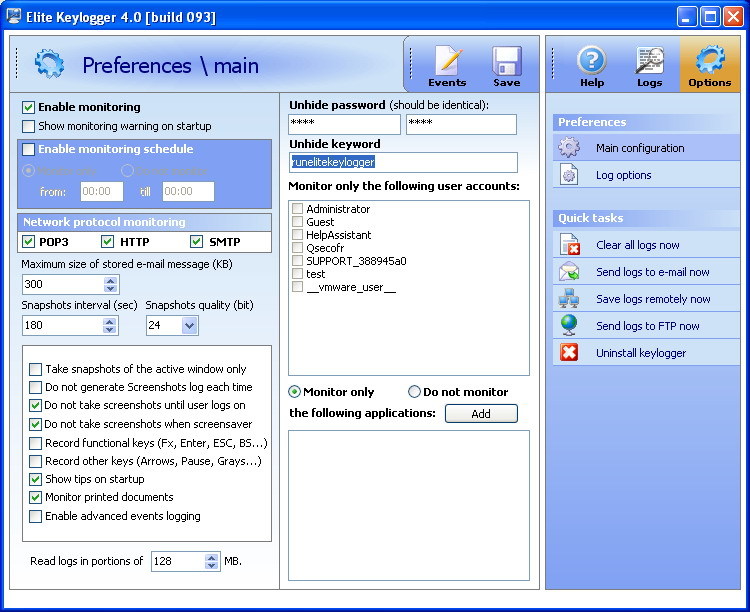 Elite Keylogger Screenshot